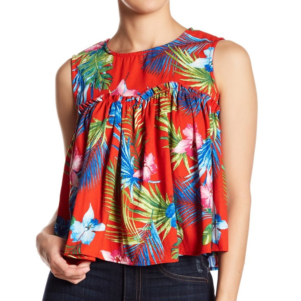 NEW Romeo & Juliet Couture Palms Babydoll Tank S